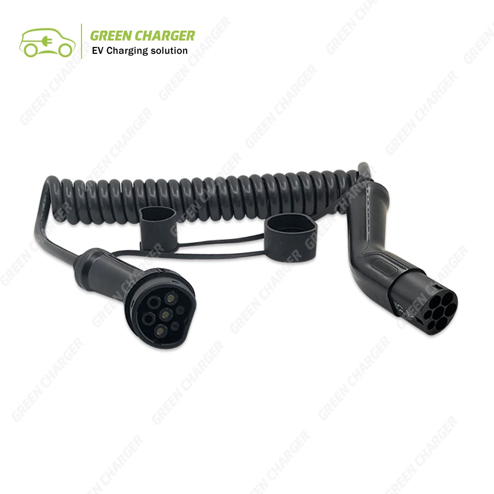 Разъем 16A/32A IEC 62196-2 type 2 To type 2 Mennekes для зарядки электромобиля Спиральный шнур 5 м спиральный кабель