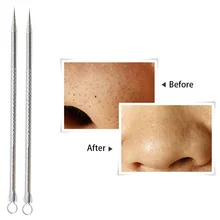 2 в 1, двойная головка, 6 шт., средство для удаления угрей из нержавеющей стали, очиститель пор, прыщи, черные пятна, для лица, красота, макияж, иглы, инструменты