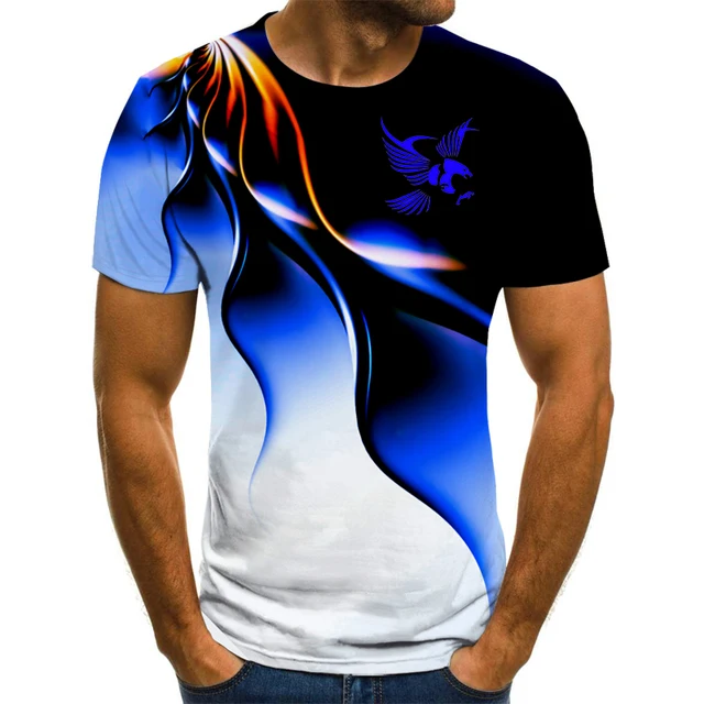 Fashion summer t-shirt men's 2021 3D Eagle print men's T-shirt breathable street style stitching print t-shirt men's size 6XL TT995