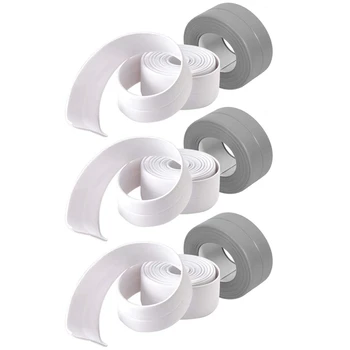 

6 Roll Caulking Strips Bathroom Caulking Strips Waterproof Self-Adhesive Sealing Tape Corner Anti-Mold Strips