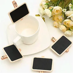 Mini Clips de pizarra de madera, etiqueta, Clip de mensaje, decoración de mesa de fiesta de boda, 10 piezas