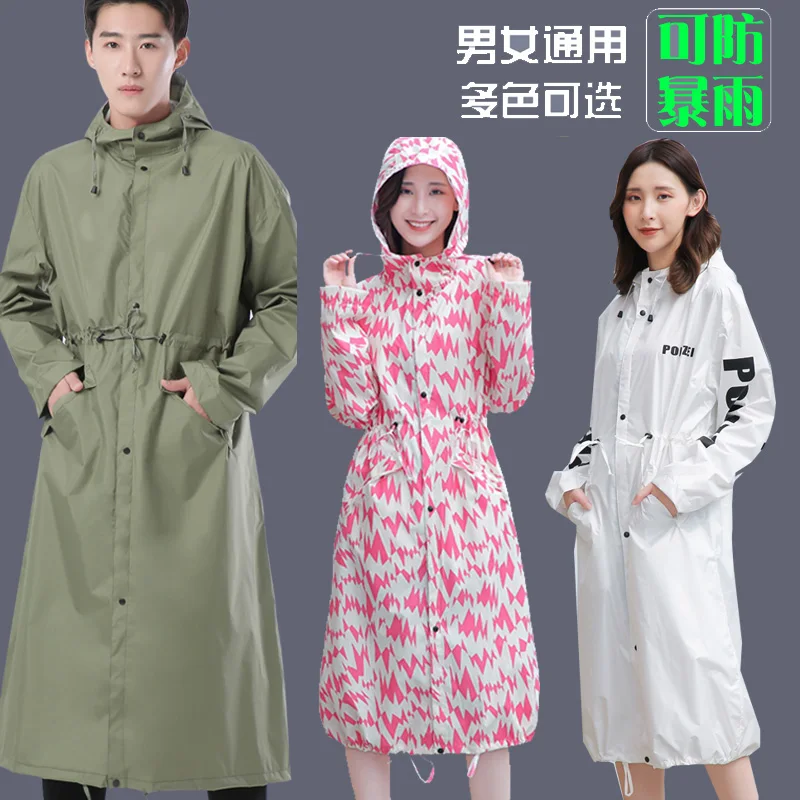 

Anti-Rainstorm Raincoat Men's Long Style Wit Zipper Adult Hiking Fashion Waterproof Windbreaker Full Body Poncho Women Rainwear