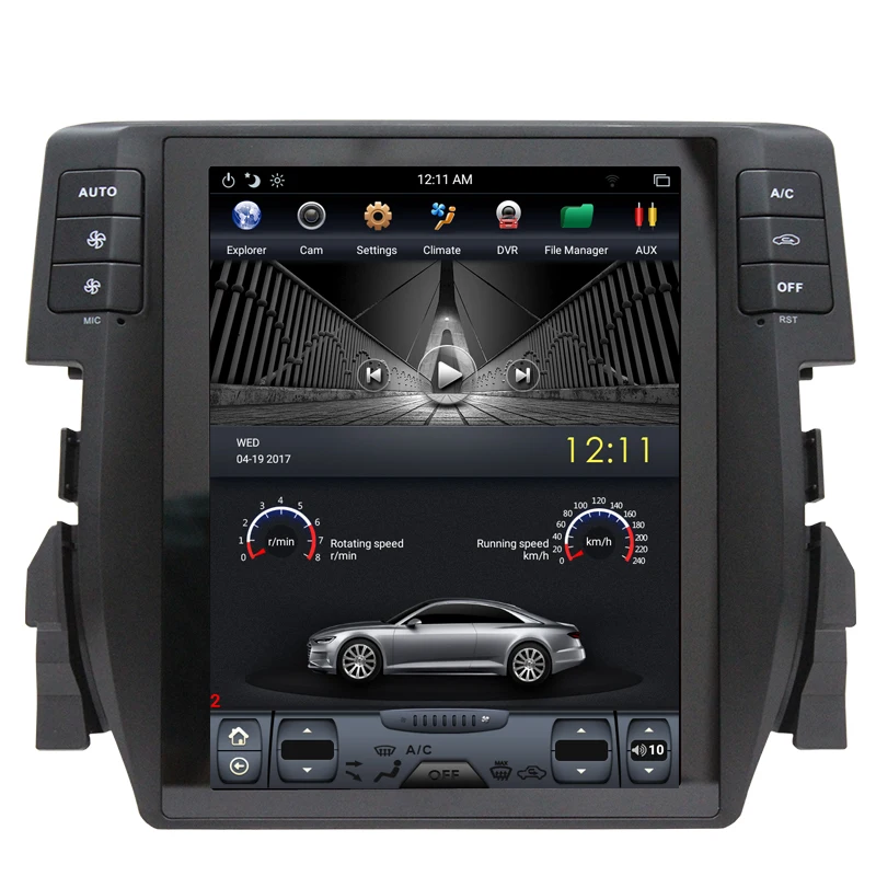 Top NAVITOPIA 10.4inch Vertical Screen Tesla Android 7.1 Car GPS Navigation for Honda Civic 2016 Car DVD Multimedia Player 1