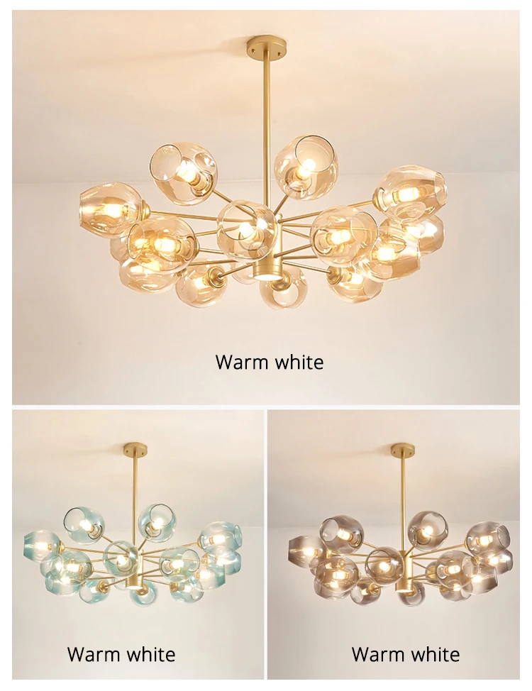 Modern Metal LED Chandelier Lights Lustre for Living Room Villa Kitchen Indoor Decor Pendant Lamps Glass Ball Lighting Fixtures home depot chandeliers