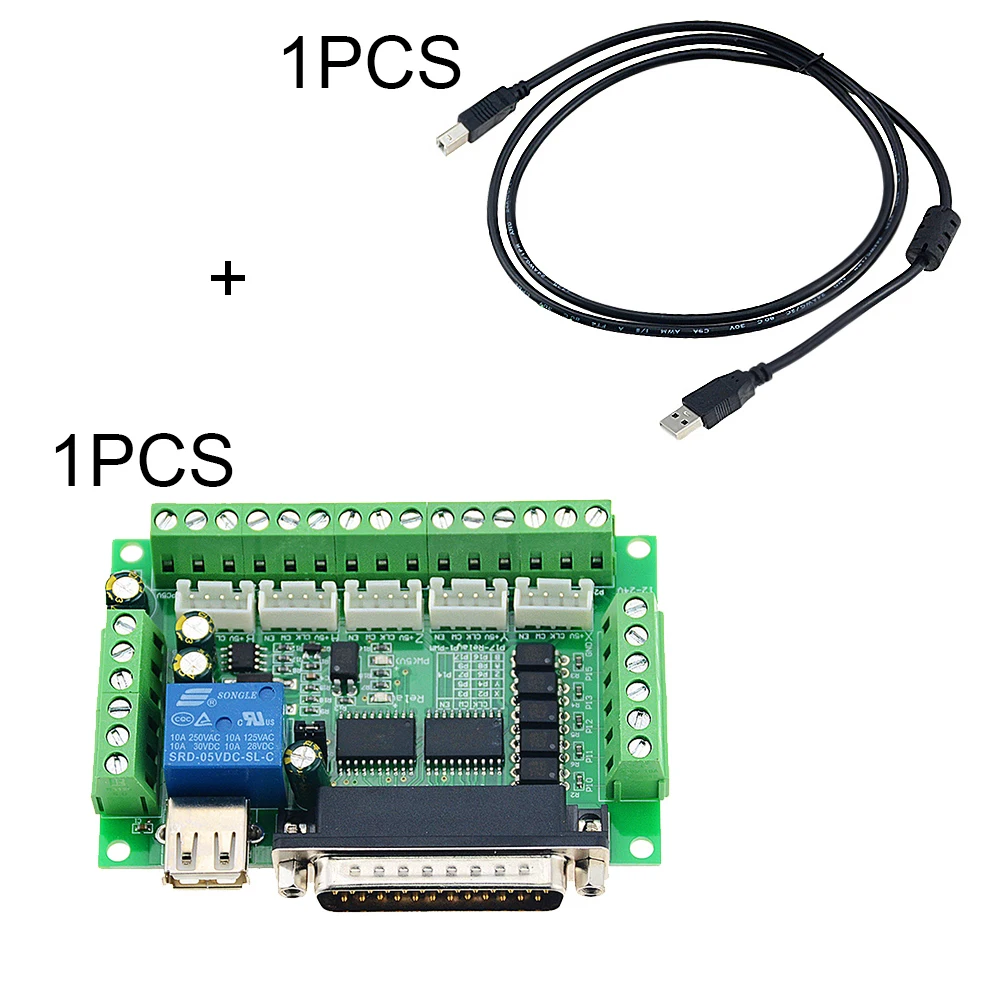 Зеленый MACH3+ TypeB USB провод гравировальный станок 5 оси ЧПУ Breakout Board с оптической муфтой для шагового двигателя контроллер привода