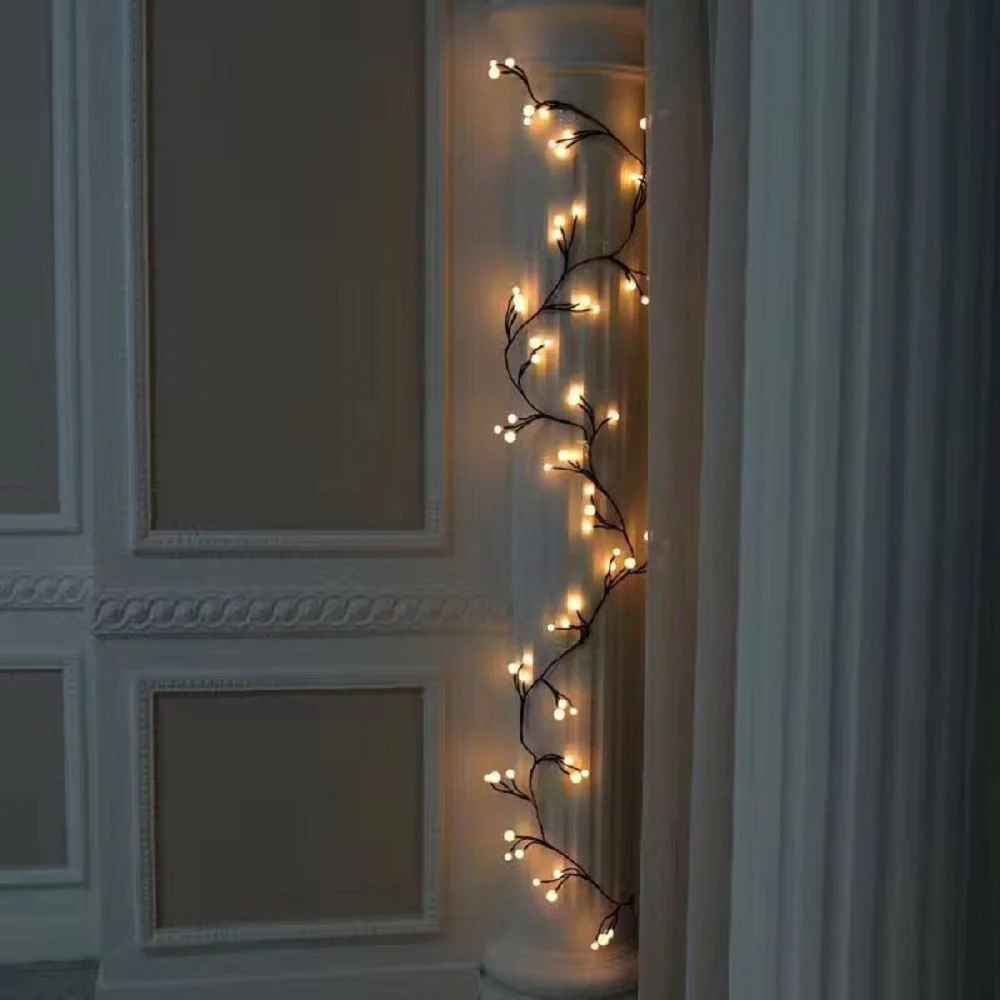 

60LEDs Vines lights Copper Wire Branch lights Globe led fairy Rattan string lights Plug Cafe Christmas Wedding Party Decoration