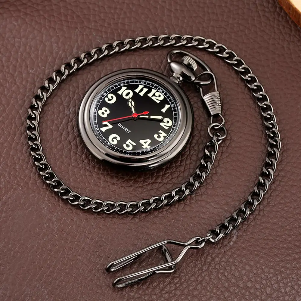Noctilucent Fluorescent Open Face Arabic Numerals Quartz Pocket Watch Chain Luminous Pendant Jewelry Clock Gifts Men Women Kids quartz watch pocket watch