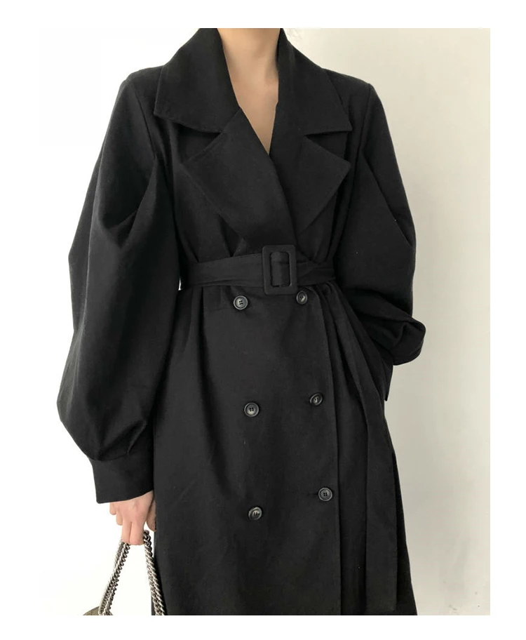 Elegant Women Trench Coat 2022 New Autumn Double Breated Oversize Long Coat Lady Streetwear Korean Outwear Runway Windbreaker