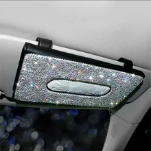 Универсальный шикарный Алмазный Автомобильный солнцезащитный щиток для салона, кожаная коробка для салфеток, бумажная салфетка