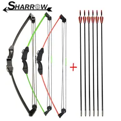 Archery 12lbs Compound Bow with fiberglass Arrow Children Compound Bow Training Bow For Kids Gifts Shooting Accessories
