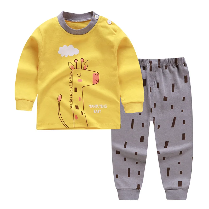 Весенне-осенний комплект детской одежды для маленьких мальчиков и девочек, костюм с круглым вырезом и длинными рукавами и штанами хлопковая одежда с Микки и Минни+ штаны - Цвет: 22