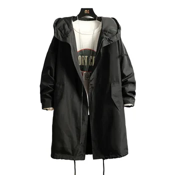 

Men's Handsome Hooded Jacket 2020 New Spring Japanese Trend Mens Loose Trench Coat Male Cloak Leisure Long Windbreaker Sale Hot