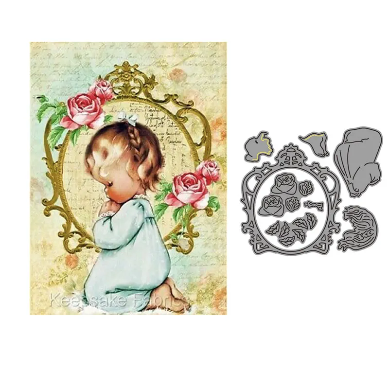 

Wreath Stamps And Metal Cutting Cute Blessing Baby Mould Scrapbooking Stencil Card Making Craft Embossing Decor New Dies 202