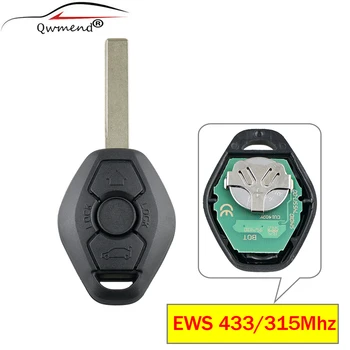 

QWMEND 3 Buttons 433/315Mhz Car Remote Key Fob For BMW E46 E38 3 5 7 Series EWS System Car Key HU92 Blade Transmitter chip ID44