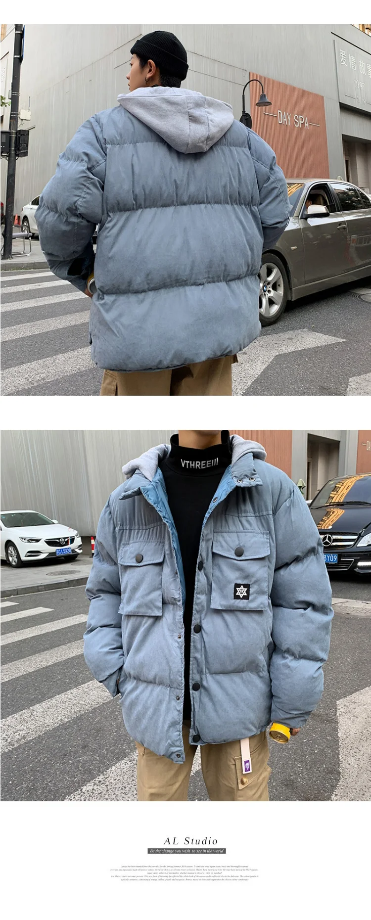 Liketkit Мужская Зимняя парка Мужская однотонная Толстая трикотажная куртка с капюшоном Мужская винтажная теплая ветровка в Корейском стиле