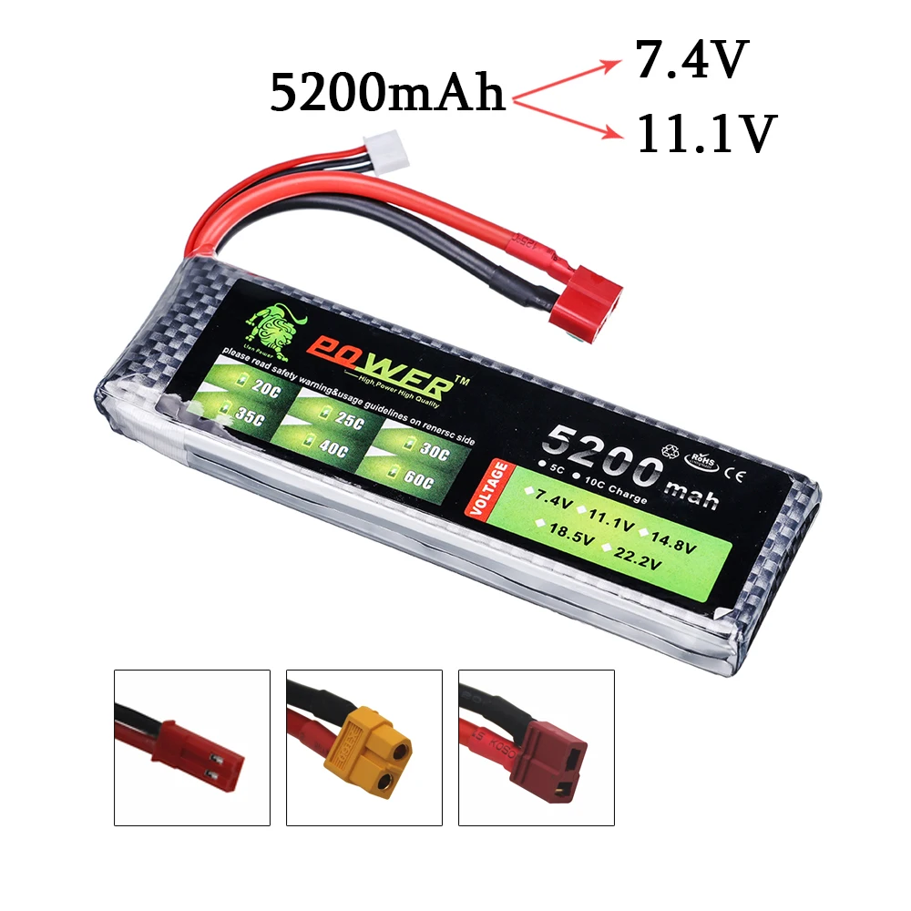 Аккумулятор LION POWER 7 4 В/11 1 В 5200 мА ч для радиоуправляемых игрушек автомобиля