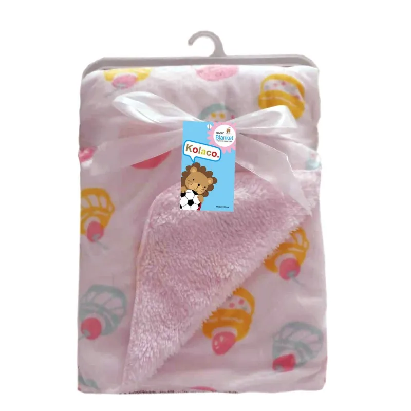 2024 New baby blanket printed and thickened double warm baby blanket short wool blanket 102*76cm 6