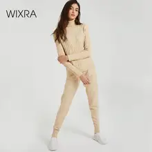 Wixra Женские повседневные трикотаж костюм комплект с длинным рукавом свитер брюки штаны кэжуал база базовая тренды повседневная 2019 Зима вес...(China)
