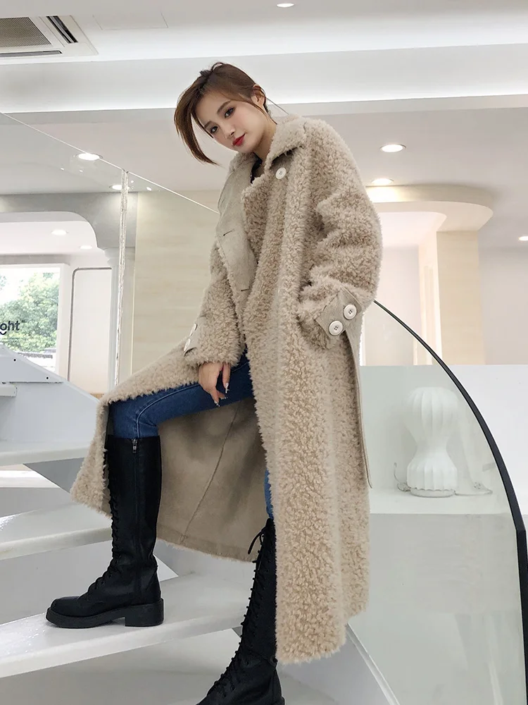 Women 2020 Winter Real Wool Fur Coat Female