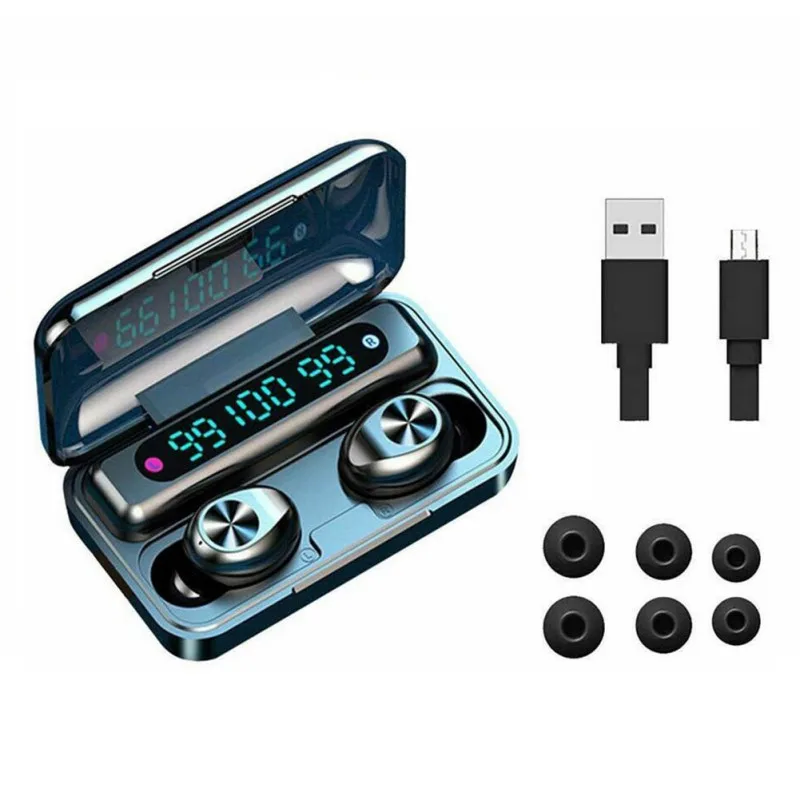 F9 12 Wireless Bluetooth Earphones Sport Wireless Earbuds Led Display Touch Control Stereo Earphones With Microphone