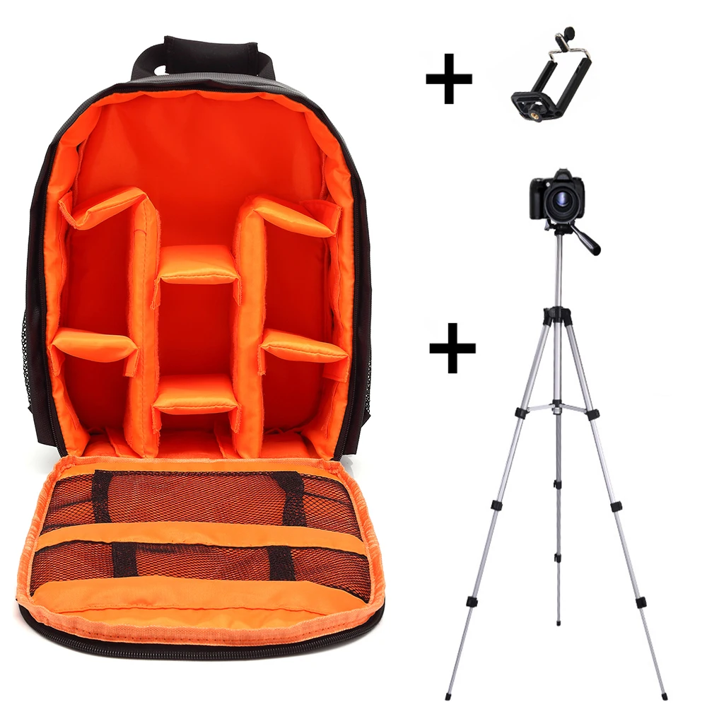 Orange 110cm tripod Многофункциональная камера рюкзак видео цифровая DSLR сумка Водонепроницаемый Открытый камера фото сумка чехол для Nikon/для Canon/DSLR - Цвет: Orange 110cm tripod
