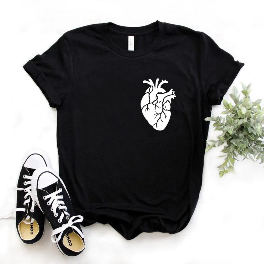 

heart pocket Print Women Tshirts Cotton Casual Funny t Shirt For Lady Yong Girl Top Tee 6 Color NA-1052