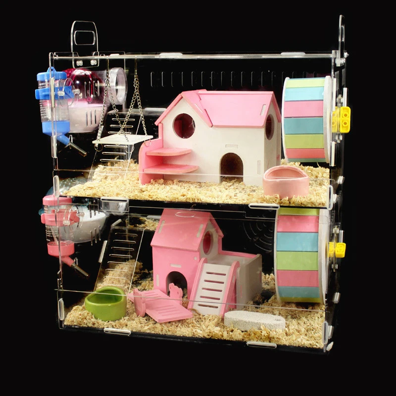 

Hamster House Acrylic Small Pet Cage Transparent Oversized Villa Large Size Guinea Pig Basic Cage Toy Supplies Package Nest