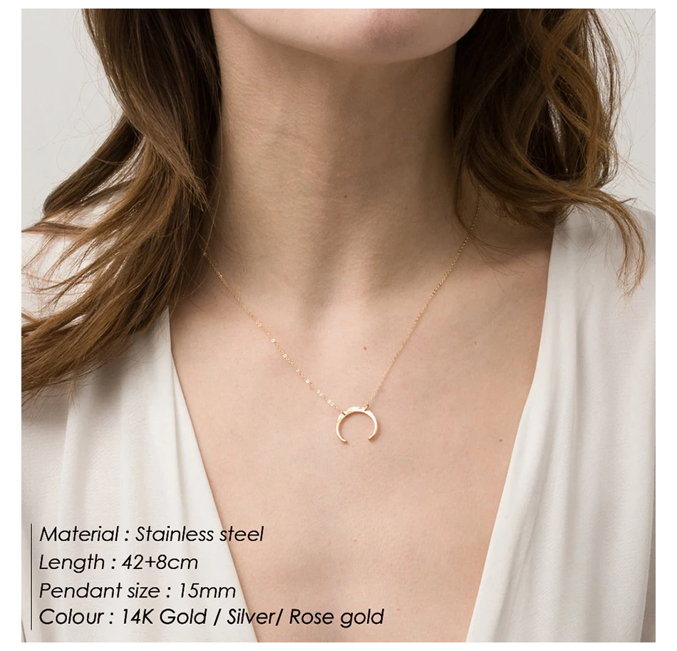 Индивидуальное ожерелье с Луной, свежая и Милая женская цепочка на ключицу, простая серебряная Маленькая подвеска из нержавеющей стали, темпераментные ювелирные изделия