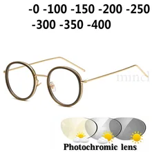 Модные женские туфли круглый Близорукость Оптические солнцезащитные очки от солнца фотохромные готовые оптические очки корректирующие очки при близорукости рамка NX
