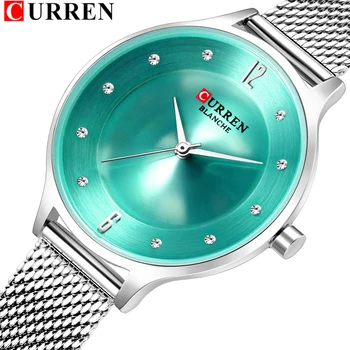 

Fashion Mesh Womens Watches CURREN Ladies Dress Wristwatch With Steel Band Female Bling Rhinestone Dial Clock Relogio Feminino