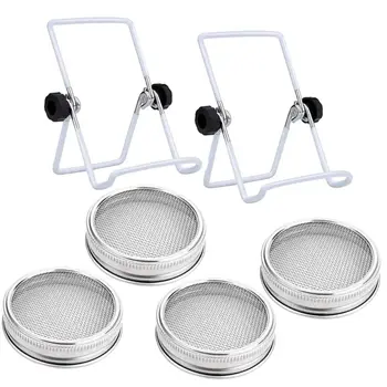 

4Pcs Stainless Steel Sprouting Jar Lids with 2 Stands for Wide Mouth Sprout Jars