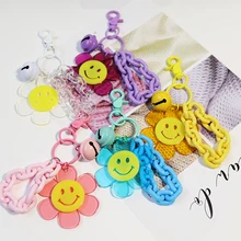 

Cute Sunflower KeyChains for Women Keyring Car Keys Bag Backpack Decor Candy Color Chains Lanyards Bell Pendent Graduate Gifts