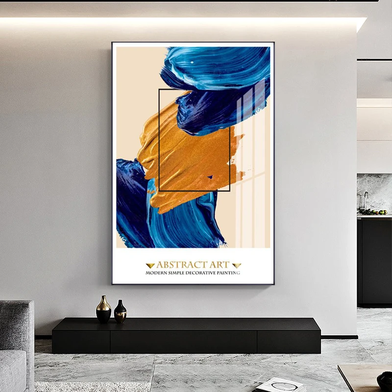 

Abstract Morden Blue Colorful Paint Poster and Print Canvas Painting Picture for Living Room Bedroom Wall Art Decoration Home
