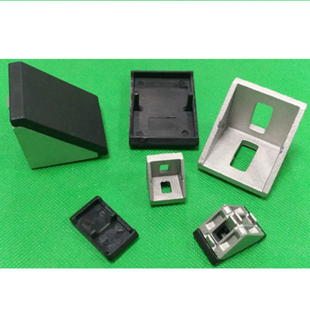Corner Bracket Fitting Angle Aluminum Connector with Cap For Industrial Aluminum Profile 10pcs 3030 4040 Aluminum Profile Connector