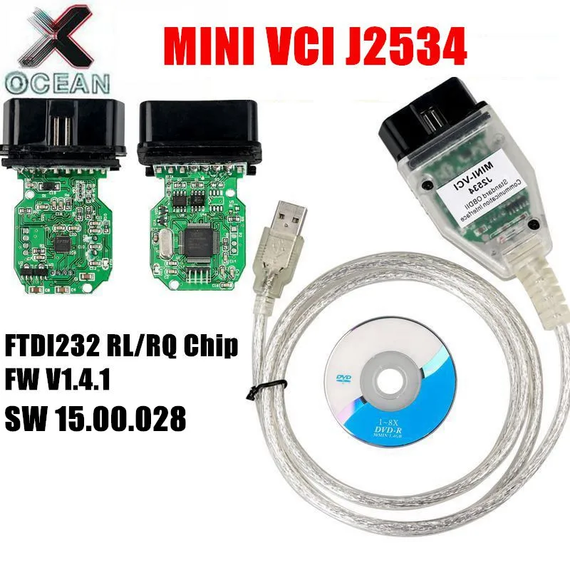 V15.00.028 MINI VCI FT232RQ FT232RL чип для TOYOTA TIS Techstream один кабель Toyota диагностический