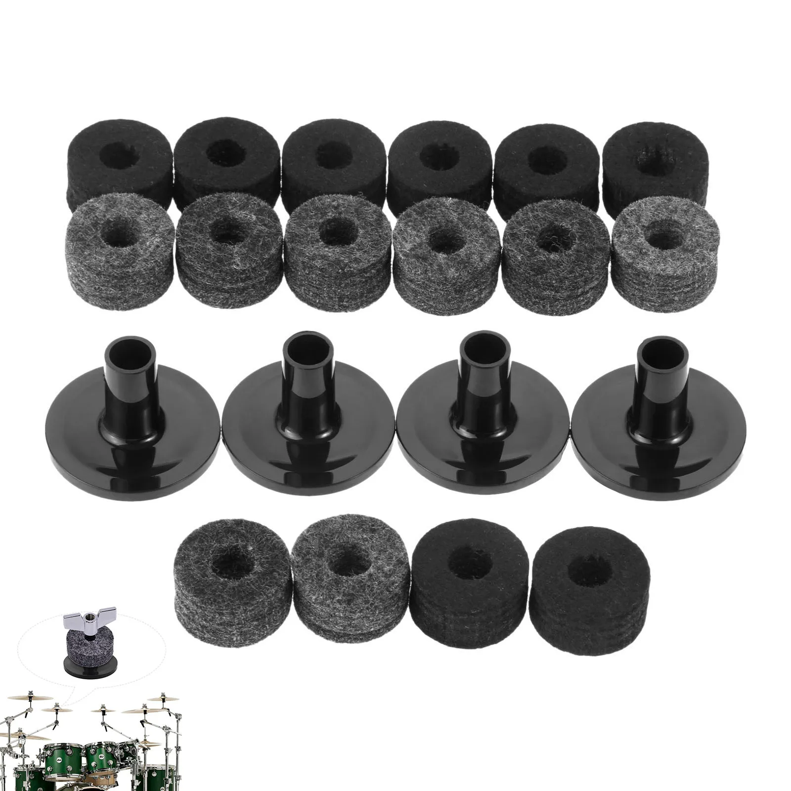 8Pcs Cymbal Stand 25mm Felt Washer 2Pcs Cymbal Sleeves Drum Replacement Parts