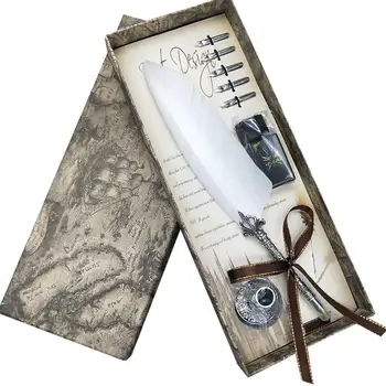 

Retro English Calligraphy Quill Dip Feather Pen with 5 Nibs Stationery Gift