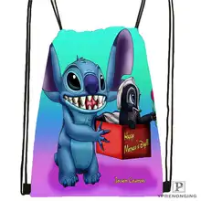 Customilo-Stitch-walt@ 02-походная сумка на шнурке для мужчин и женщин милый рюкзак для детей(черная спинка) 31x40 см#20180611-03-139