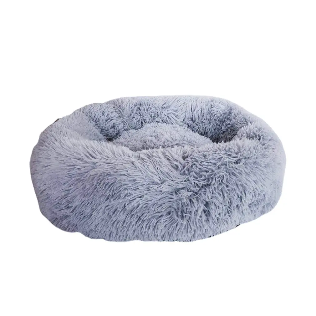 light grey Зимнее теплое гнездо для питомцев, круглое кошачье гнездо для длинных волос, кошачий наполнитель, мягкое и удобное теплое гнездо для питомцев, товары для домашних животных - Цвет: light grey