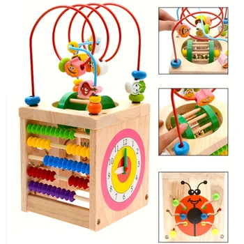 

hot Montessori Math Toy Wooden Toys for Children Multi Function Abacus Clock Beads Toy Educational Teaching Aids for Kids Baby