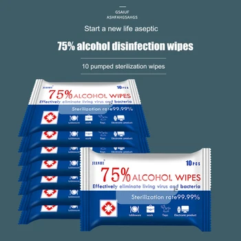 

10PCS/box 75% Alcohol Cleaning Wipes Travel Safe Cleaning Disinfecting Wipe Bacteriostatic Wipes Healthcare Cleaning Wipes