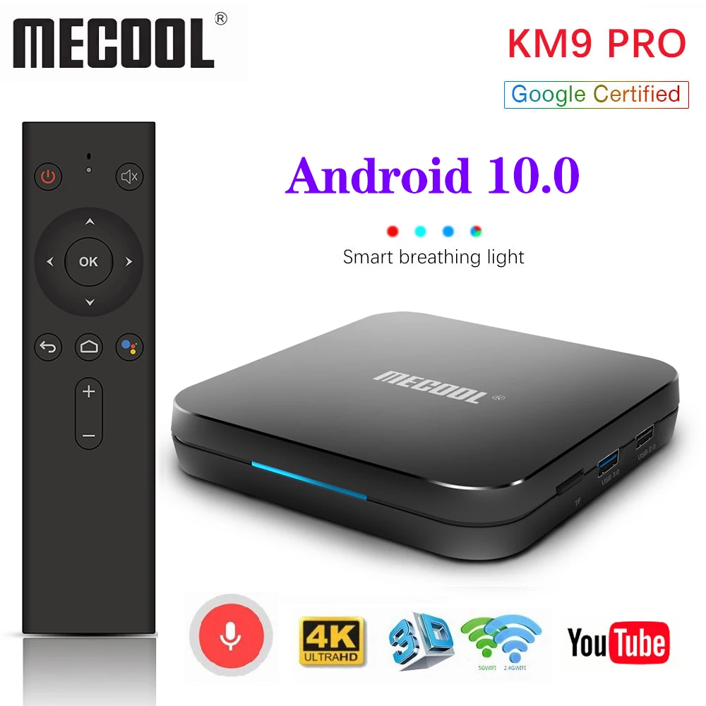 ТВ приставка MECOOL KM3 A Android 10 4 + 64 ГБ Amlogic S905X2 9 0 дюйма KM9 Pro 32 ГБ|ТВ-приставки и