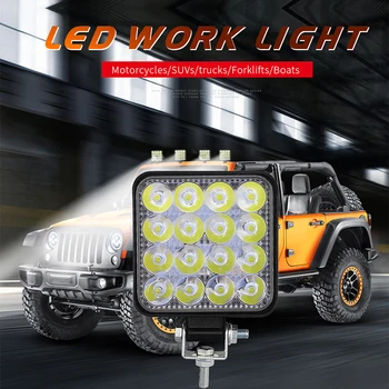 

DC 12-24V LED Car Work Light 16LED Square 48W Engineering Light Inspection Light Offroad Roof Light Driving Lamp