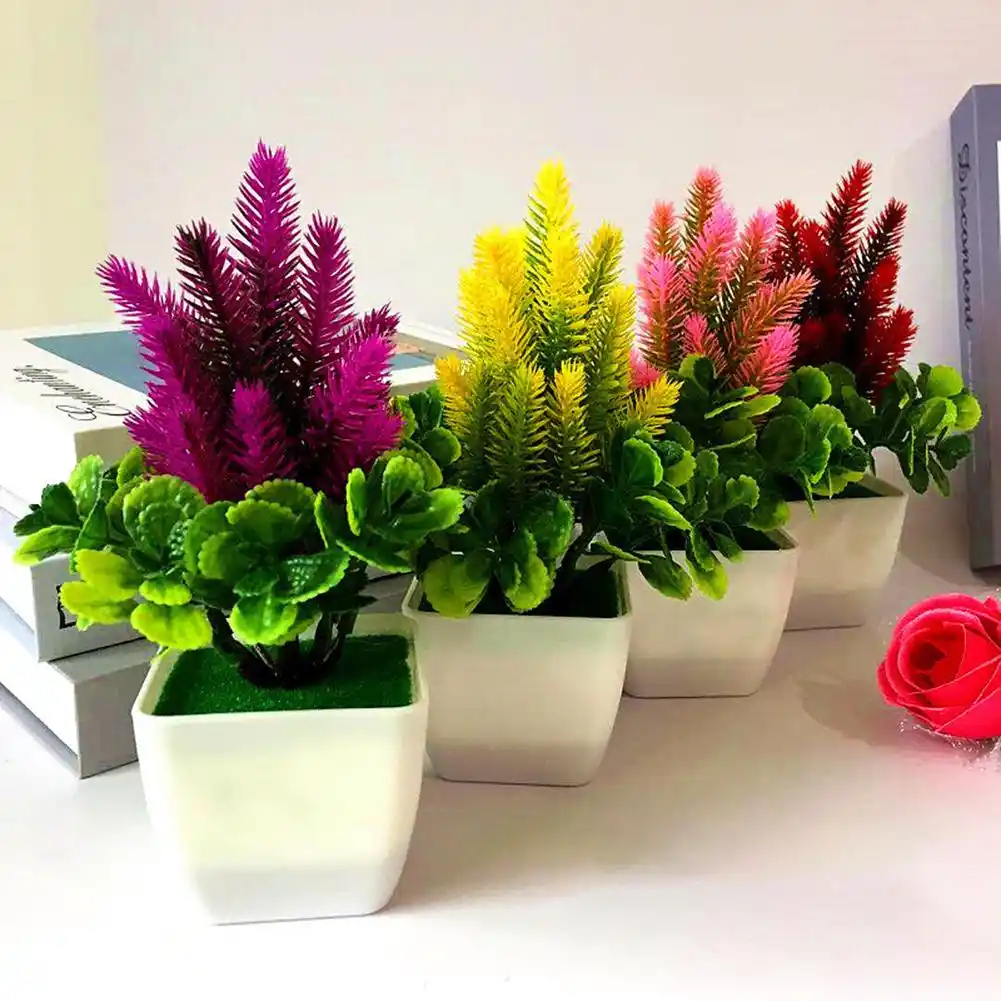 Maceta Con Cesped Y Flores Artificiales Flores De Plastico Para El Hogar Boda Primavera Verano Decoracion Para Sala De Estar 1 Unidad Plantas Artificiales Aliexpress