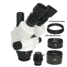 Новая модель 7X-45X Simul-Focal Тринокулярный зум стерео микроскоп головка 0.5X 2.0X 1X CTV1/2 адаптер объектива окуляр Барлоу
