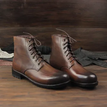

Goodyear Classic Style Cattle Pi Da Di Custom-made Shoes Handmade Large Round-toe Business Pointed Toe Ankle Genuine Leather