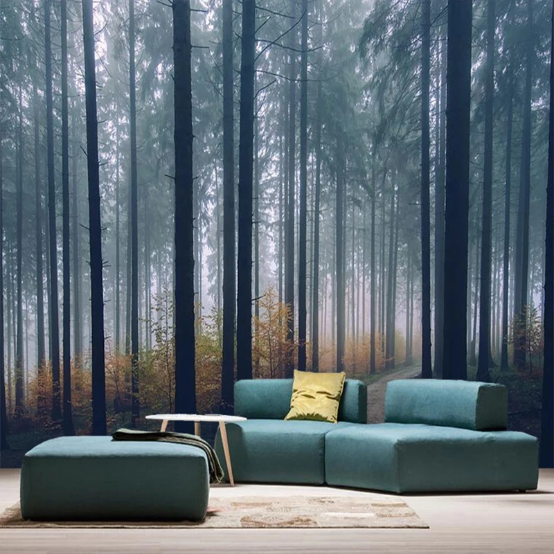 Custom-3D-Mural-Modern-Creative-Foggy-Forest-Path-Landscape-Wallpaper-Living-Room-TV-Sofa-Bedroom-Home