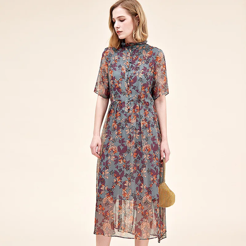 Grijs Chiffon Rode Bloemen Zijden Jurken Vrouwen 2020 Zomer Lange Casual Kantoor Werk Strand Boho Party Dress Plus Size Fashion dropship Grijs Chiffon Rode Bloemen Zijden Jurken Vrouwen 2020 Zomer Lange Casual Kantoor Werk Strand Boho Party Dress Plus Size Fashion dropship