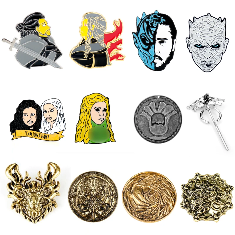 

Game of Thrones Dragon Wolf Badge Brooches Pins Figure Night King Jon Snow Daenerys Enamel Pin Brooch Women Men Gifts