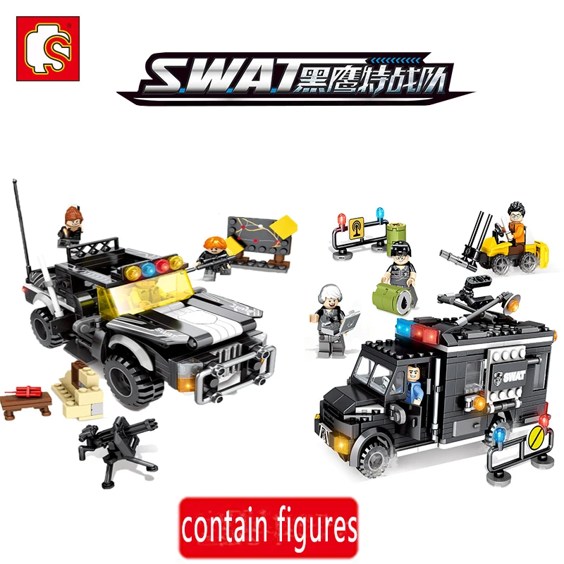 

339pcs ww2 army military world war 391pcs military swat trunk satellite equipment vehicle building blocks toys for chilren